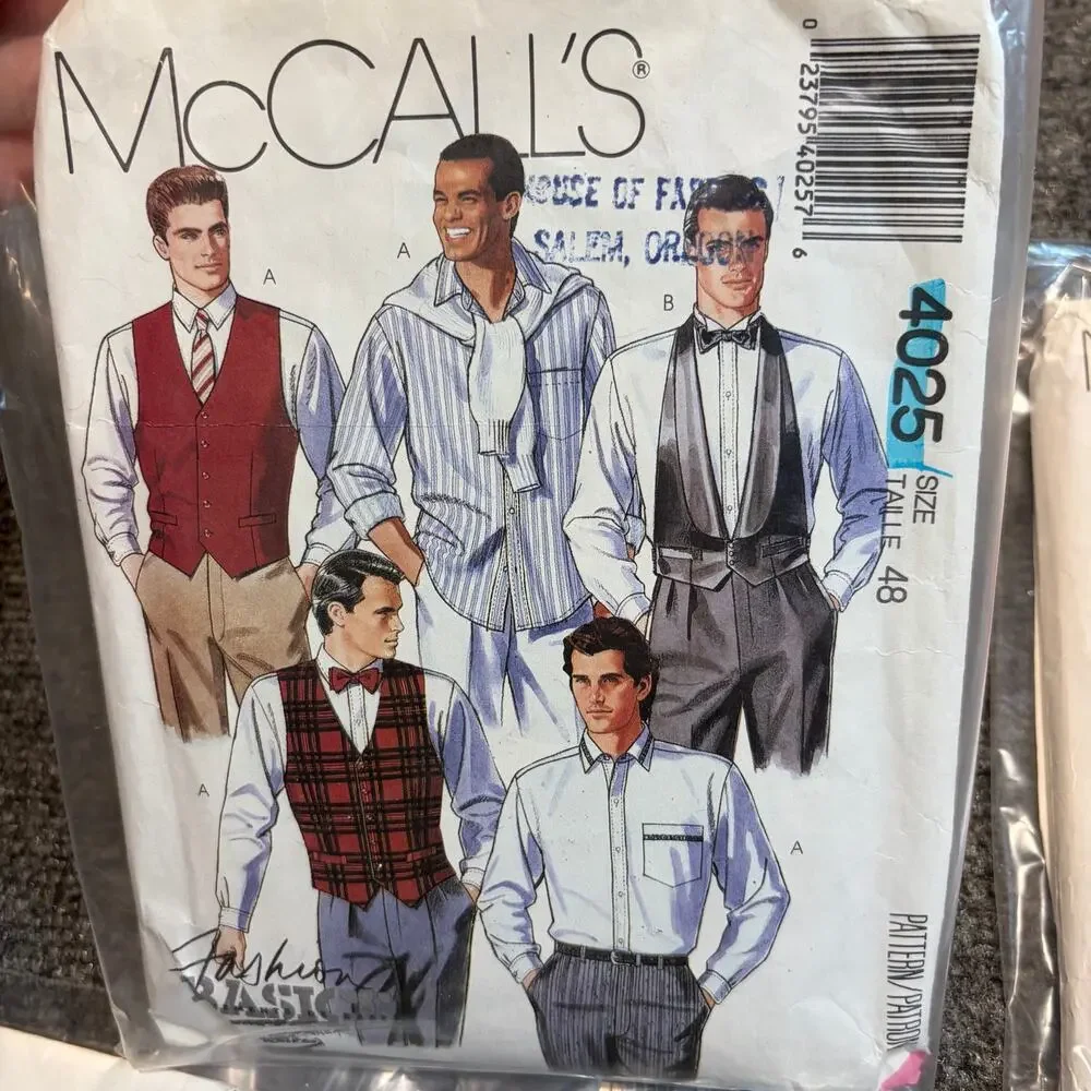 Lot 5 Vintage 70s 80s McCalls Sewing Patterns Mens Clothing Shirts Vests Pants